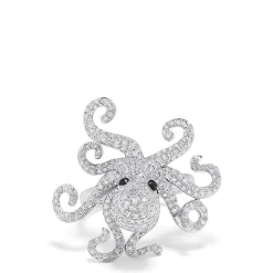 Rings|Effy Jewelry Seaside 14K White Gold Diamond Octopus Ring, 1.33 TCW
