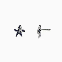 Earrings|Effy Jewelry Seaside 14K White Gold Sapphire u0026 Diamond Starfish Stud Earrings, 0.71 TCW