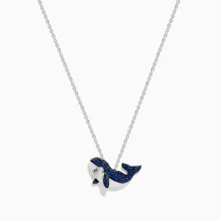 Necklaces & Pendants|BH Multi Seaside 14K White Gold Sapphire and Diamond Whale Pendant