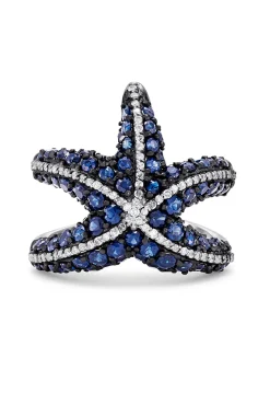 Rings|Effy Jewelry Seaside 14K White Gold Sapphire u0026 Diamond Starfish Ring