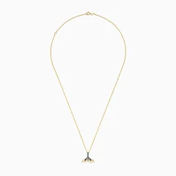 Necklaces & Pendants|BH Multi Seaside 14K Yellow Gold Blue Diamond Whale's Tail Pendant, 0.05 TCW