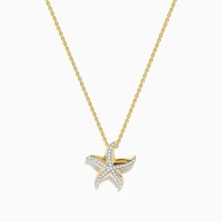 Necklaces & Pendants|Effy Jewelry Seaside 14K Yellow Gold Diamond Starfish Pendant
