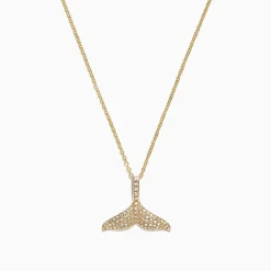 Necklaces & Pendants|Effy Jewelry Seaside 14K Yellow Gold Diamond Whale's Tail Pendant, 0.28 TCW