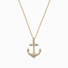 Necklaces & Pendants|Effy Jewelry Seaside 14K Yellow Gold Diamond Anchor Pendant, 0.21 TCW