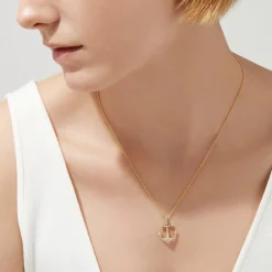 Necklaces & Pendants|Effy Jewelry Seaside 14K Yellow Gold Diamond Anchor Pendant, 0.21 TCW