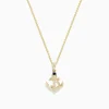 Necklaces & Pendants|BH Multi Seaside 14K Yellow Gold Diamond and Sapphire Anchor Pendant