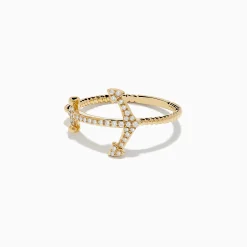 Rings|Effy Jewelry Seaside 14K Yellow Gold Diamond Anchor Ring