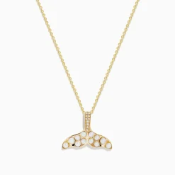 Necklaces & Pendants|Effy Jewelry Seaside 14K Yellow Gold Fresh Water Pearl u0026 Diamond Tale Pendant