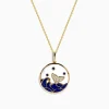 Necklaces & Pendants|Effy Jewelry Seaside 14K Yellow Gold Lapis, Mother of Pearl, Sapphire and Diamond Pendant