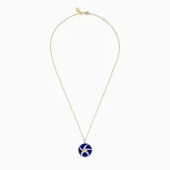 Necklaces & Pendants|Effy Jewelry Seaside 14K Yellow Gold Lapis and Diamond Starfish Pendant