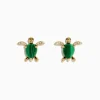 Earrings|Effy Jewelry Seaside 14K Yellow Gold Malachite and Diamond Turtle Ring
