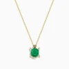 Necklaces & Pendants|Effy Jewelry Seaside 14K Yellow Gold Malachite and Diamond Turtle Pendant