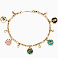 Bracelets|Effy Jewelry Seaside 14K Yellow Gold Mixed Gemstone Charm Bracelet
