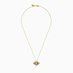 Necklaces & Pendants|Effy Jewelry Seaside 14K Yellow Gold Multi Sapphire and Diamond Stingray Pendant