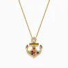 Necklaces & Pendants|Effy Jewelry Seaside 14K Yellow Gold Multi Sapphire and Diamond Anchor Pendant
