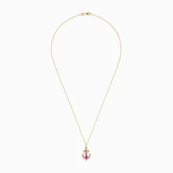 Necklaces & Pendants|BH Multi Seaside 14K Yellow Gold Ruby and Diamond Anchor Pendant