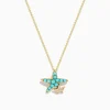Necklaces & Pendants|Effy Jewelry Seaside 14K Yellow Gold Turquoise and Diamond Starfish Pendant