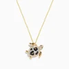 Necklaces & Pendants|Effy Jewelry Seaside 14K Yellow Gold White, Black, and Brown Diamond Turtle Pendant