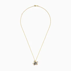 Necklaces & Pendants|Effy Jewelry Seaside 14K Yellow Gold White, Black, and Brown Diamond Turtle Pendant