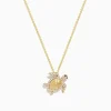 Necklaces & Pendants|Effy Jewelry Seaside 14K Yellow Gold White and Black Diamond Turtle Pendant