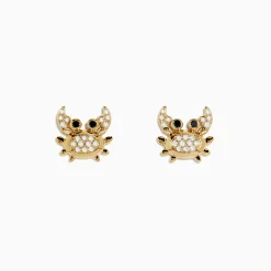 Earrings|Effy Jewelry Seaside 14K Yellow Gold White u0026 Black Diamond Crab Earrings
