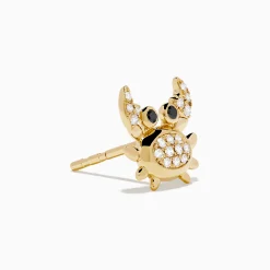 Earrings|Effy Jewelry Seaside 14K Yellow Gold White u0026 Black Diamond Crab Earrings