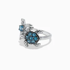 Rings|Effy Jewelry Seaside S. Silver Topaz u0026 Diamond Turtle and Starfish Ring, 1.06 TCW