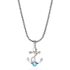 Necklaces & Pendants|Effy Jewelry Seaside Sterling Silver u0026 18K Gold Blue Topaz Anchor Pendant, 0.80 TCW
