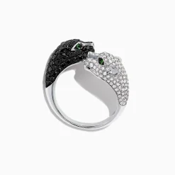 Rings|BH Multi Signature 14K Gold Black u0026 White Diamond Double Panther Ring, 1.49 TCW