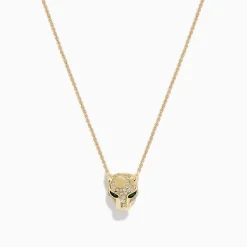 Necklaces & Pendants|BH Multi Signature 14K Gold Emerald and Diamond Panther Pendant, 0.27 TCW