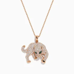 Necklaces & Pendants|Effy Jewelry Signature 14K Rose Gold Diamond and Emerald Panther Pendant