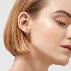 Earrings|Effy Jewelry Signature 14K Rose Gold Diamond and Tsavorite Stud Earrings, 0.49 TCW