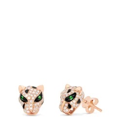 Earrings|Effy Jewelry Signature 14K Rose Gold Diamond and Tsavorite Stud Earrings, 0.49 TCW