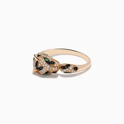 Rings|Effy Jewelry Signature 14K Rose Gold Diamond and Garnet Panther Ring, 0.56 TCW