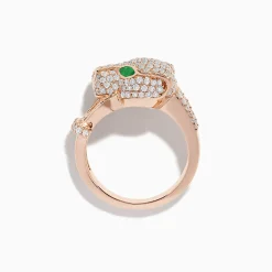 Rings|Effy Jewelry Signature 14K Rose Gold Emerald and Diamond Panther Ring