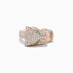 Rings|Effy Jewelry Signature 14K Rose Gold Emerald and Diamond Panther Ring
