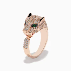 Rings|Effy Jewelry Signature 14K Rose Gold Emerald and Diamond Panther Ring