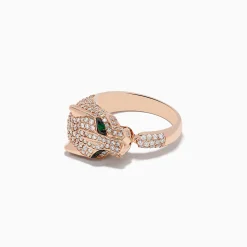 Rings|Effy Jewelry Signature 14K Rose Gold Emerald and Diamond Panther Ring