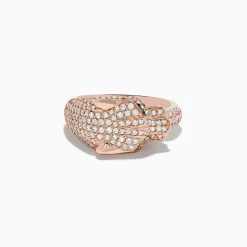 Rings|Effy Jewelry Signature 14K Rose Gold Emerald and Diamond Panther Ring