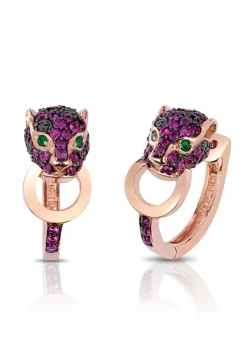 Earrings|Effy Jewelry Signature 14K Rose Gold Ruby, Black Diamond and Emerald Earrings