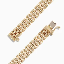Bracelets|Effy Jewelry Signature 14K 2-Tone Gold Diamond and Emerald 7" Bracelet, 1.35 TCW