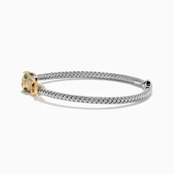 Bracelets|Effy Jewelry Signature 14K Two Tone Gold Diamond and Emerald Panther Bangle