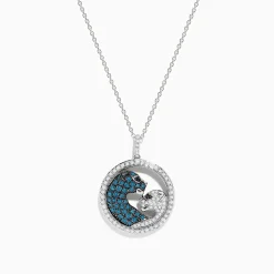 Necklaces & Pendants|Effy Jewelry Signature 14K White Gold Blue, White, and Black Diamond Pendant