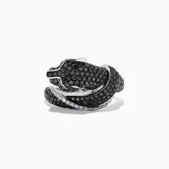 Rings|Effy Jewelry Signature 14K White Gold Black u0026 White Diamond Panther Ring, 1.54 TCW