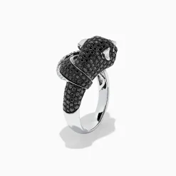 Rings|Effy Jewelry Signature 14K White Gold Black u0026 White Diamond Panther Ring, 1.54 TCW