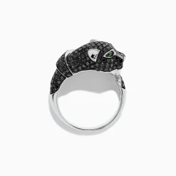 Rings|Effy Jewelry Signature 14K White Gold Black u0026 White Diamond Panther Ring, 1.54 TCW