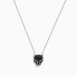 Necklaces & Pendants|BH Multi Signature 14K White Gold Black Diamond u0026 Emerald Necklace, 0.61 TCW