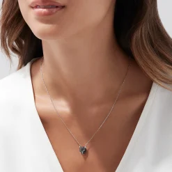 Necklaces & Pendants|BH Multi Signature 14K White Gold Black Diamond u0026 Emerald Necklace, 0.61 TCW