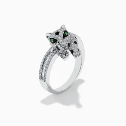 Rings|Effy Jewelry Signature 14K White Gold Diamond and Tsavorite Panther Ring