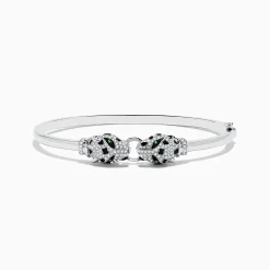 Bracelets|Effy Jewelry Signature 14K White Gold Diamond and Tsavorite Bangle
